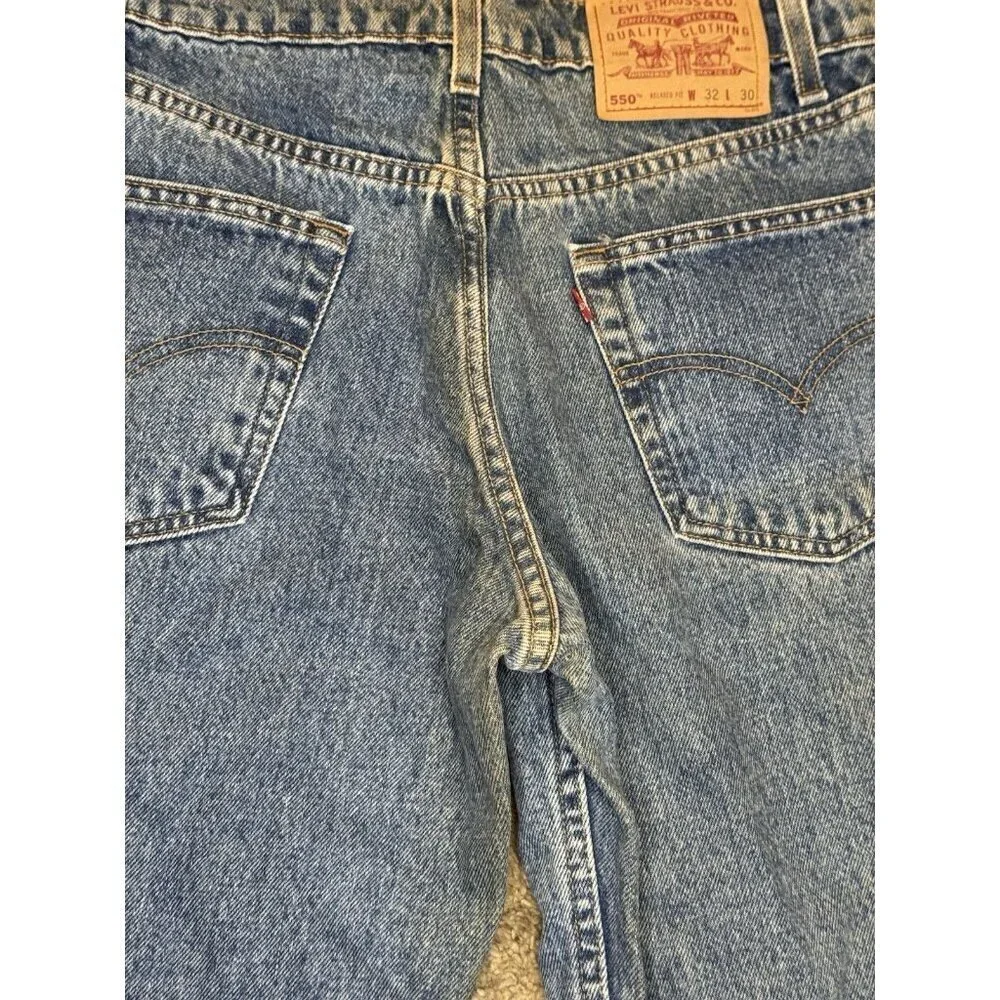 LEVIS VINTAGE 1998 550 Denim Jeans Red Tab Mid Wash 32x30 Casual Rugged READ